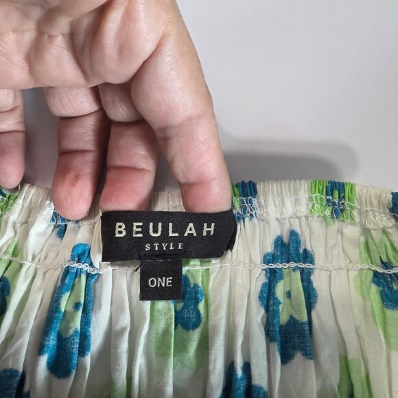 Beulah Style Maxi Dress Women One Size White Blue Green Floral Off Shoulder Boho - Picture 9 of 11